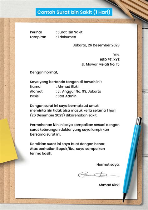 Contoh Surat Izin Sakit Email