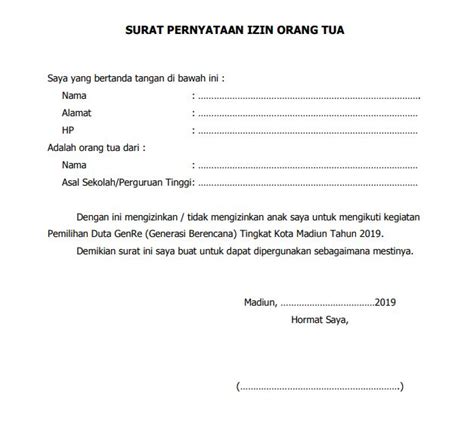 Contoh Surat Izin Tanding