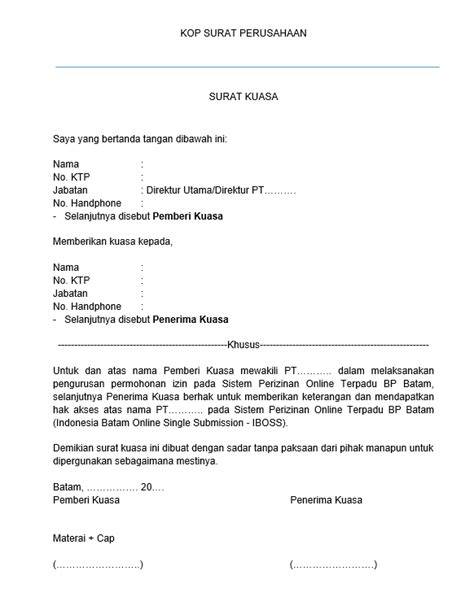 Contoh Surat Kuasa Resmi Instansi