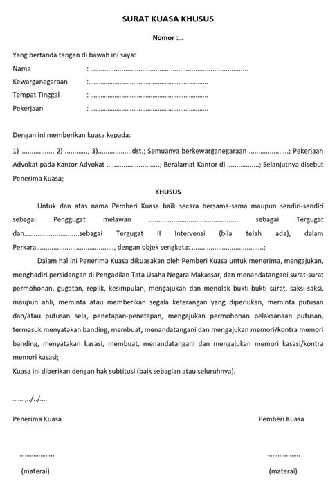 Contoh Surat Kuasa SNPMB