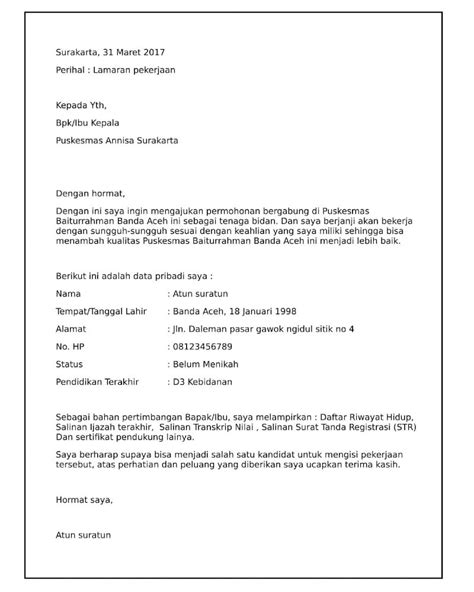 Contoh Surat Lamaran Kerja Word Download Indonesia