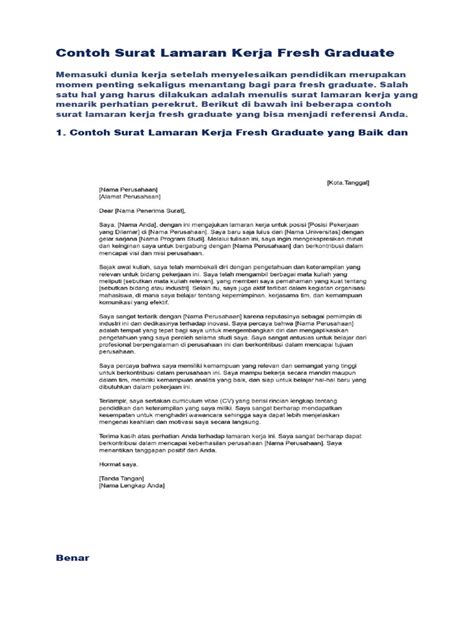 Contoh Surat Lamaran Pramusaji Fresh Graduate