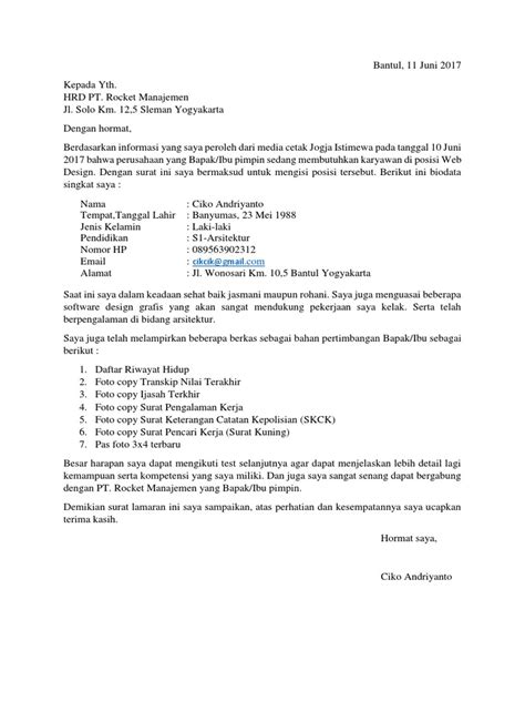 Contoh Surat Lamaran Scribd