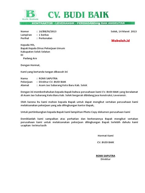 Contoh Surat Niaga