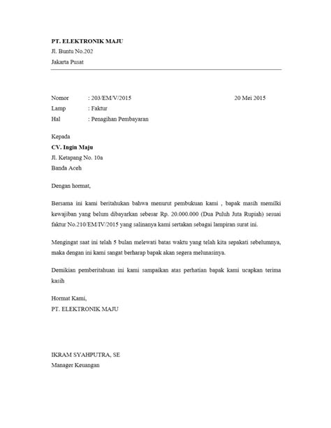 Contoh Surat Penagihan
