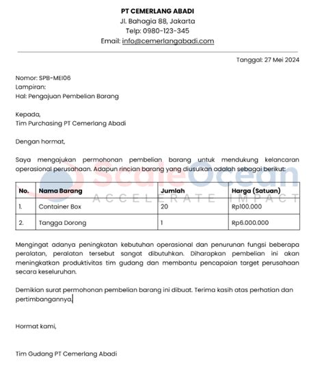 Contoh Surat Pengajuan AC Resmi
