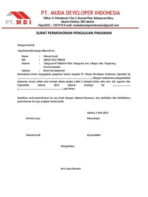 Contoh Surat Pengajuan Pinjaman BRI