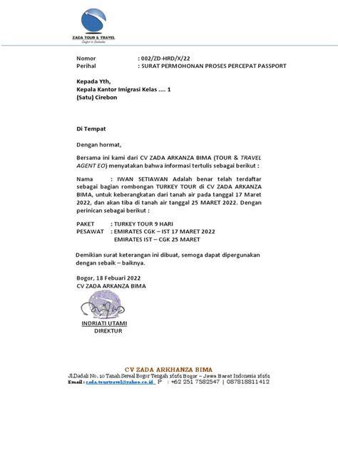 Surat Pengantar Imigrasi