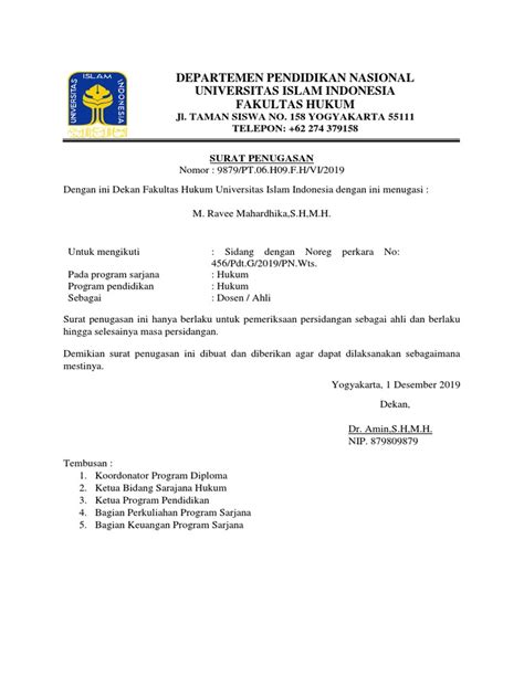 Contoh Surat Penugasan Proyek