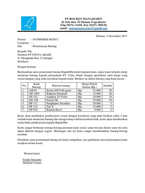 Contoh Surat Permintaan AC