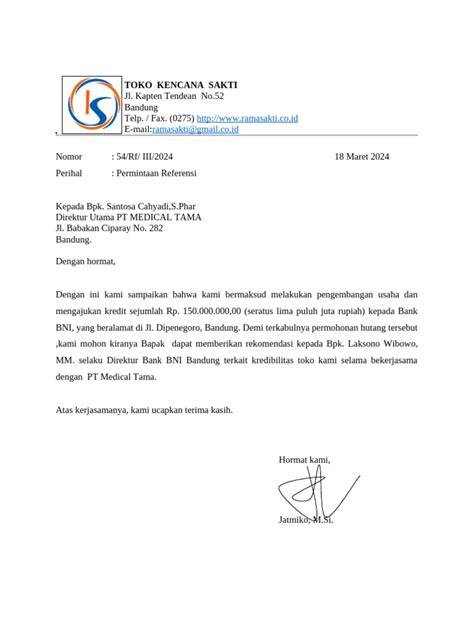 Contoh Surat Permintaan Referensi