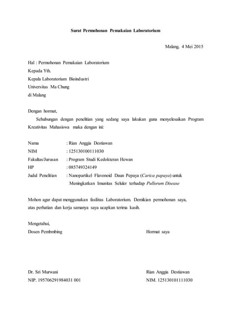 Contoh Surat Permohonan Hasil Lab