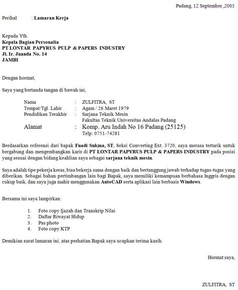 Contoh Surat Permohonan Laptop