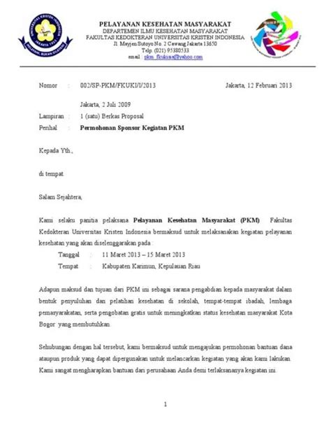 Contoh Surat Permohonan Proposal Sponsorship