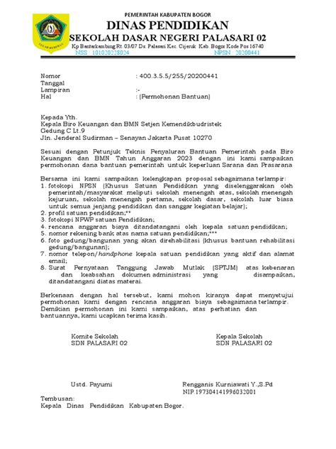 Contoh Surat Permohonan SD