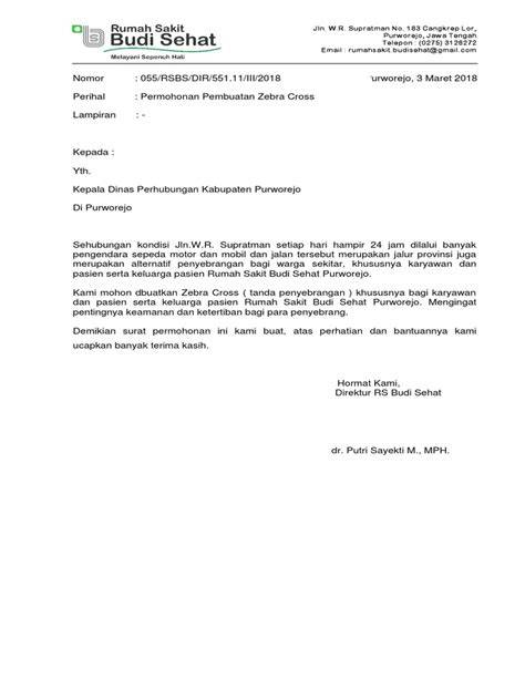 Contoh Surat Permohonan Zebra Cross