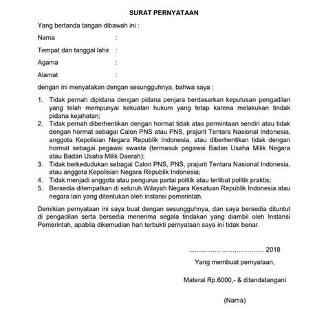 Contoh Format Surat Pernyataan PPS 2024