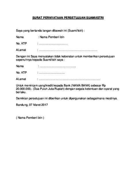 Contoh Surat Persetujuan Suami