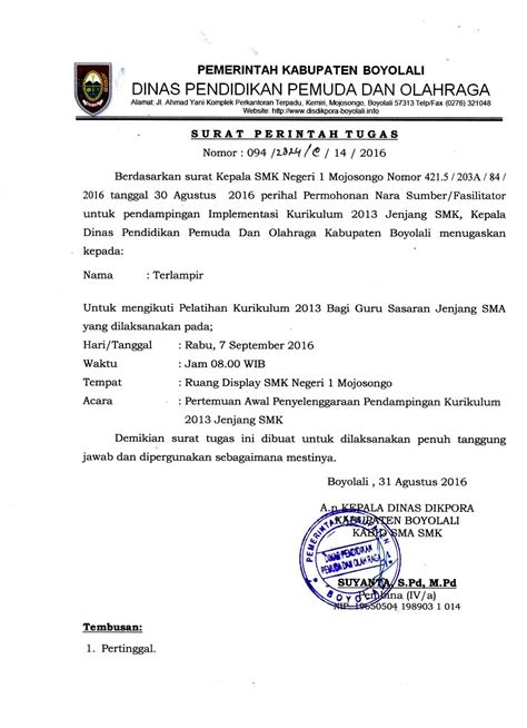 Contoh Surat Perubahan Tugas