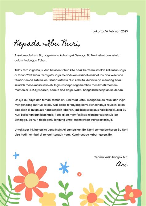 Contoh Surat Pribadi Tema Ramadhan