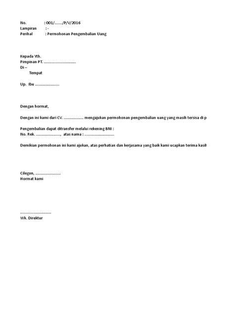 Contoh Surat Refund Uang