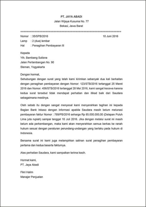 Contoh Surat Tagihan Piutang Perusahaan