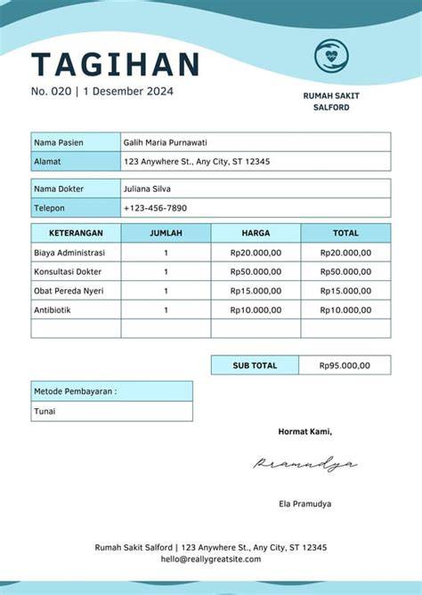 Contoh Surat Tagihan Rumah Sakit