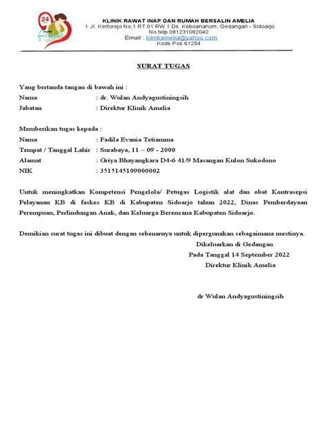 Contoh Surat Tugas BKKBN
