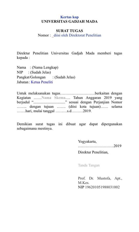 Contoh Surat Tugas Lengkap