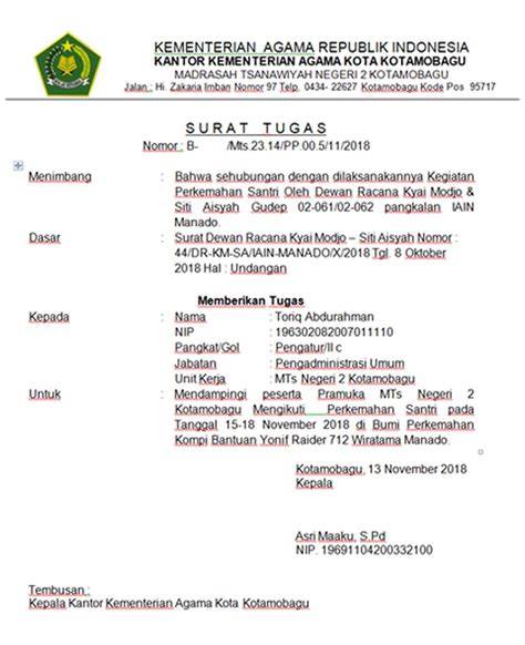 Contoh Surat Tugas Tim