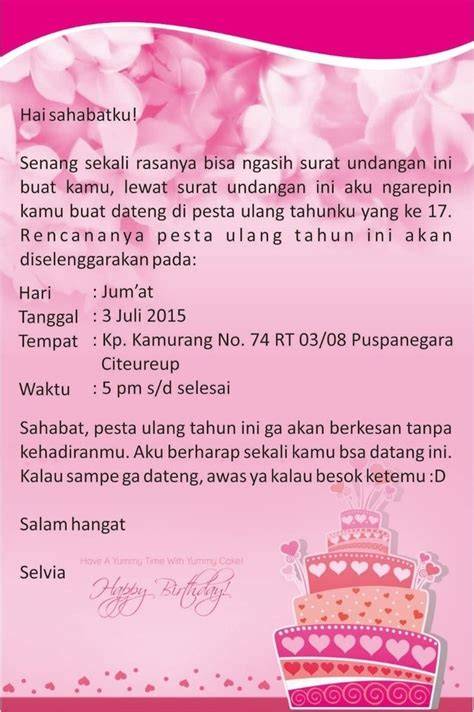 Contoh Surat Ulang Tahun