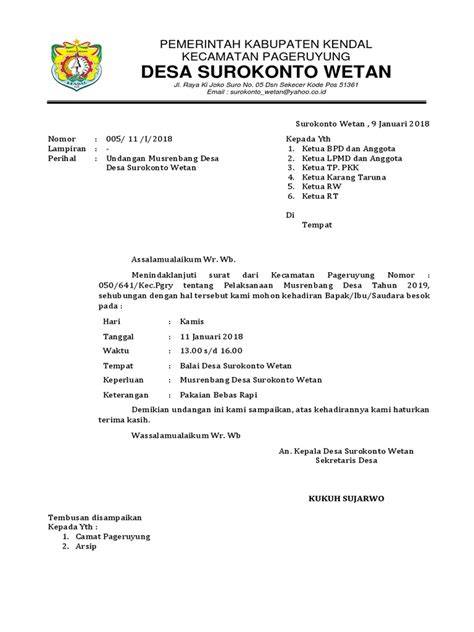 Contoh Surat Undangan Desa