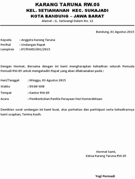 Contoh Surat Undangan Informal
