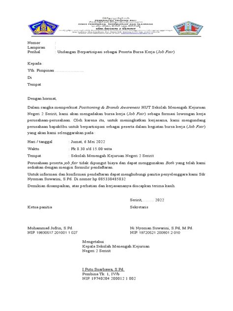 Contoh Surat Undangan Job Fair
