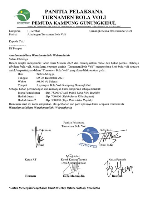 Contoh Surat Undangan Lomba Voli