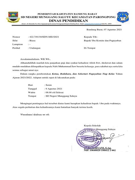 Contoh Surat Undangan Paguyuban