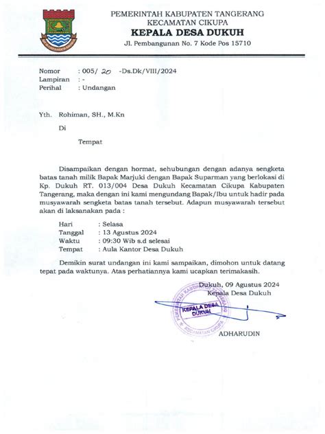 Contoh Surat Undangan Pemerintah