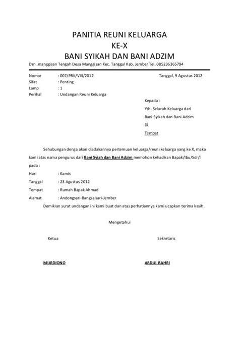 Contoh Surat Undangan Reuni Formal