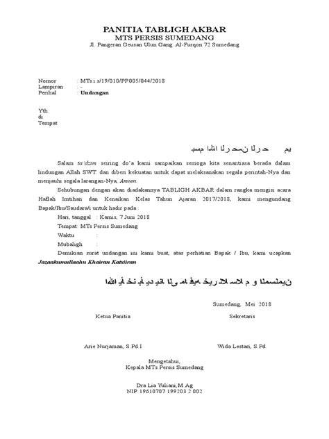 Contoh Surat Undangan Tabligh Akbar Format Resmi