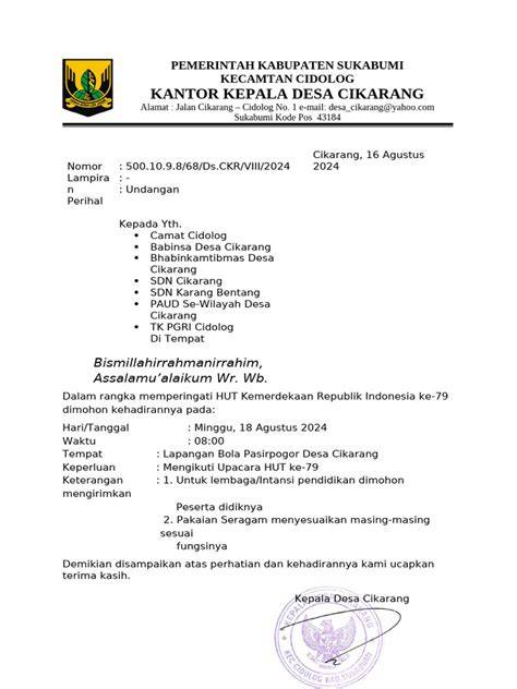 Contoh Surat Undangan Upacara Bendera