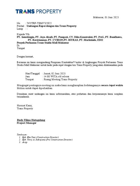 Contoh Surat Undangan Vendor
