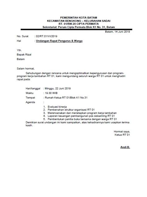 Contoh Template Surat Undangan Word