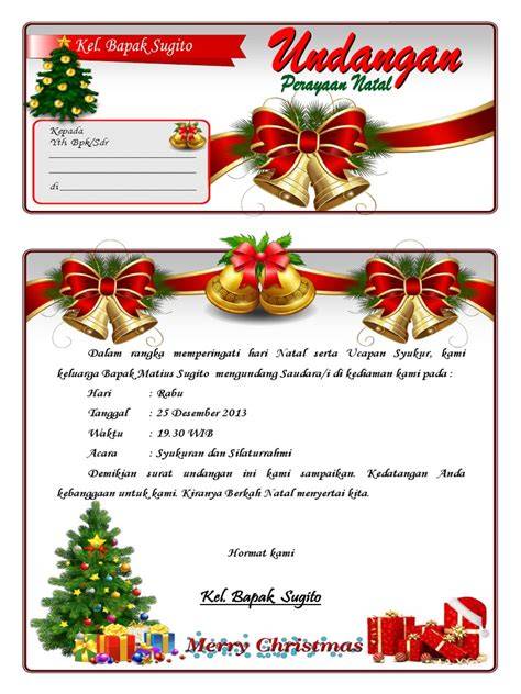 Contoh Undangan Natal Sekolah