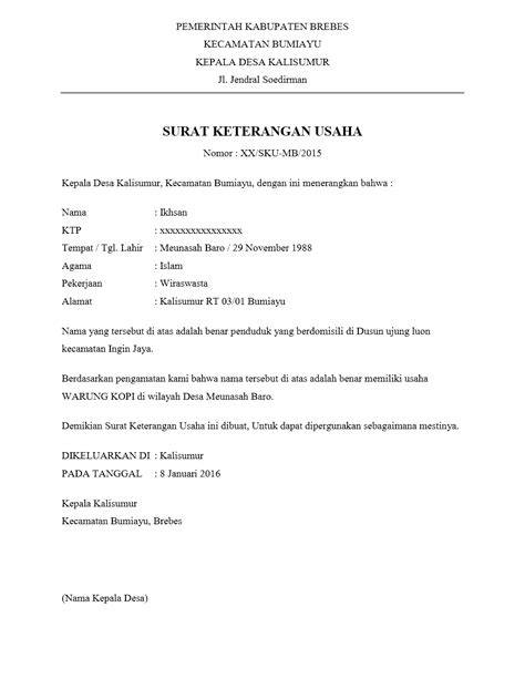 Contoh format surat keterangan resmi