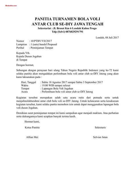 Contoh format surat peminjaman atlet