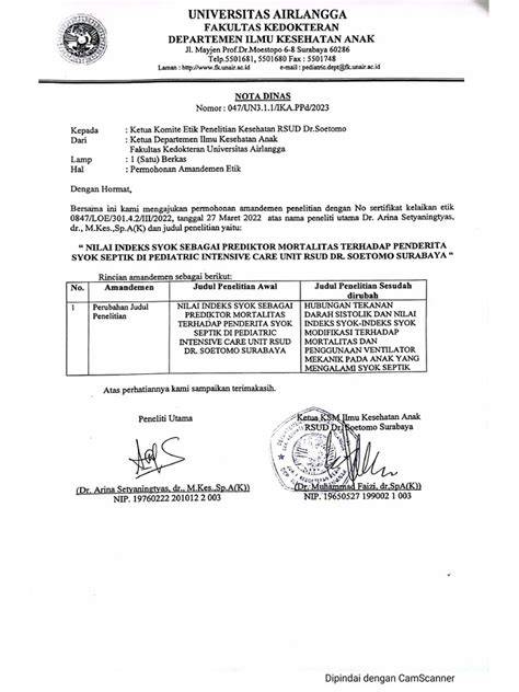 Contoh surat amandemen