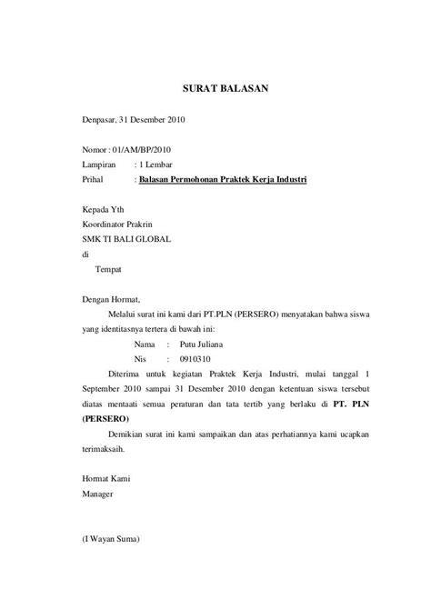 Contoh surat balasan