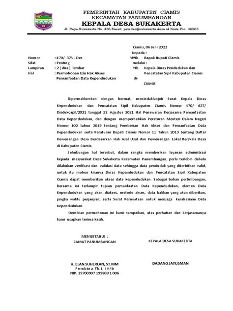 Contoh surat desa