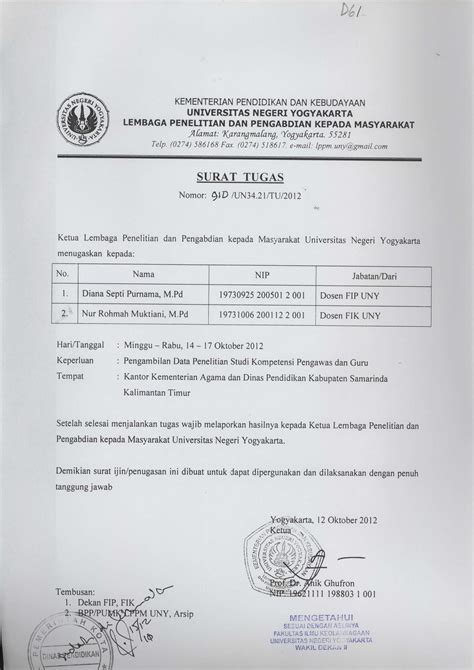 Contoh surat tugas dinas