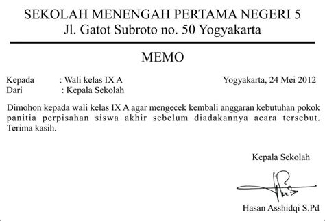Contoh-Contoh Surat Memo